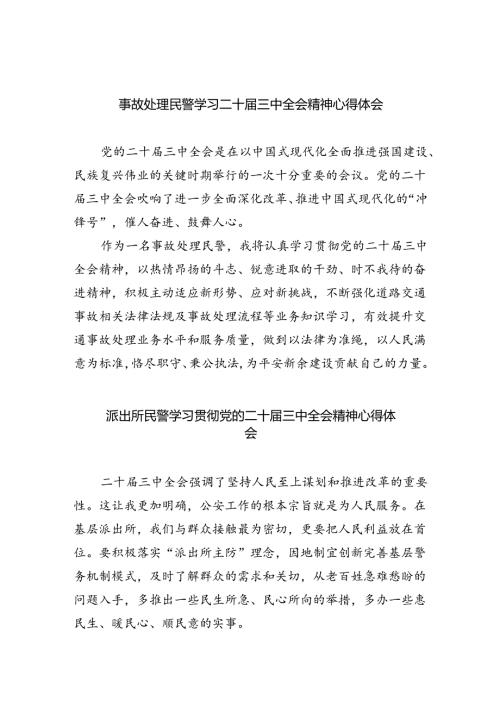 （9篇）事故处理民警学习二十三中全会精神心得体会（精选）.docx