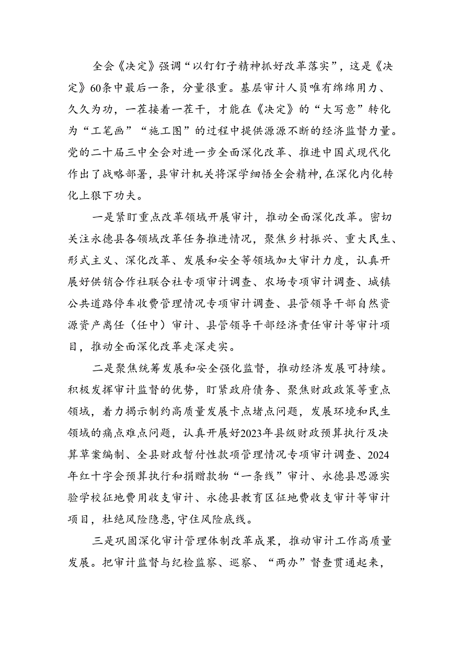 （9篇）审计干部学习党的二十三中全会精神研讨发言范文.docx_第3页