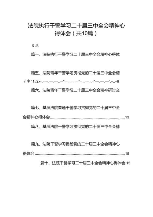 （10篇）法院执行干警学习二十三中全会精神心得体会范文.docx