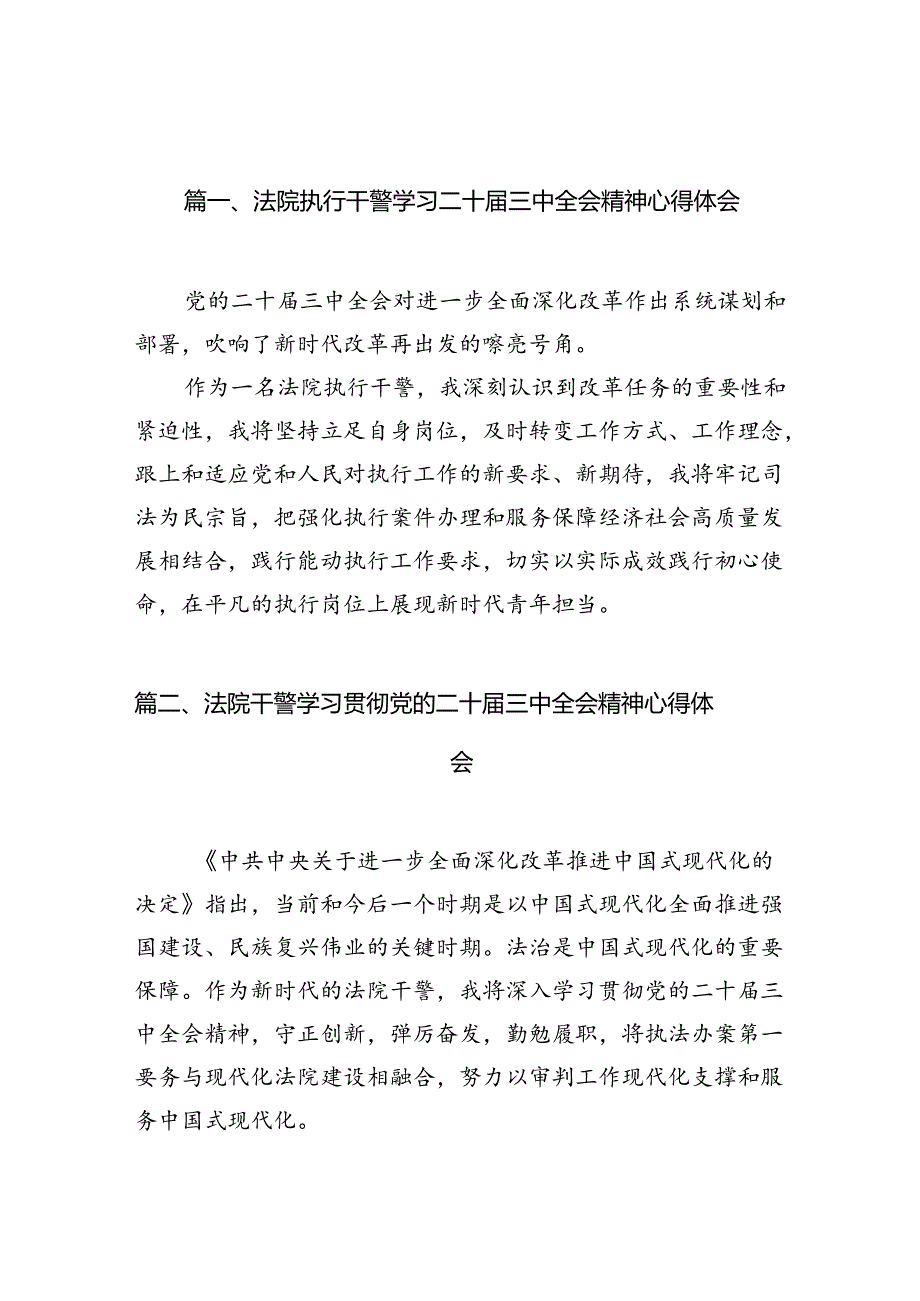 （10篇）法院执行干警学习二十三中全会精神心得体会范文.docx_第2页