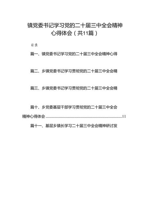 （11篇）镇党委书记学习党的二十三中全会精神心得体会（最新版）.docx