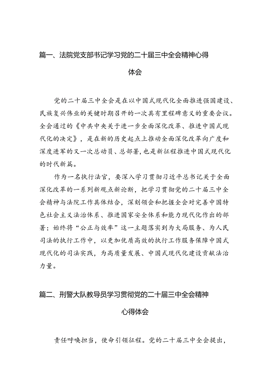 （10篇）法院党支部书记学习党的二十三中全会精神心得体会（详细版）.docx_第2页