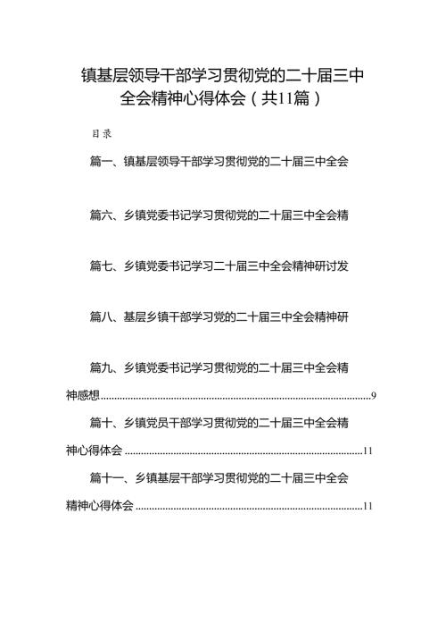 （11篇）镇基层领导干部学习贯彻党的二十三中全会精神心得体会汇编.docx