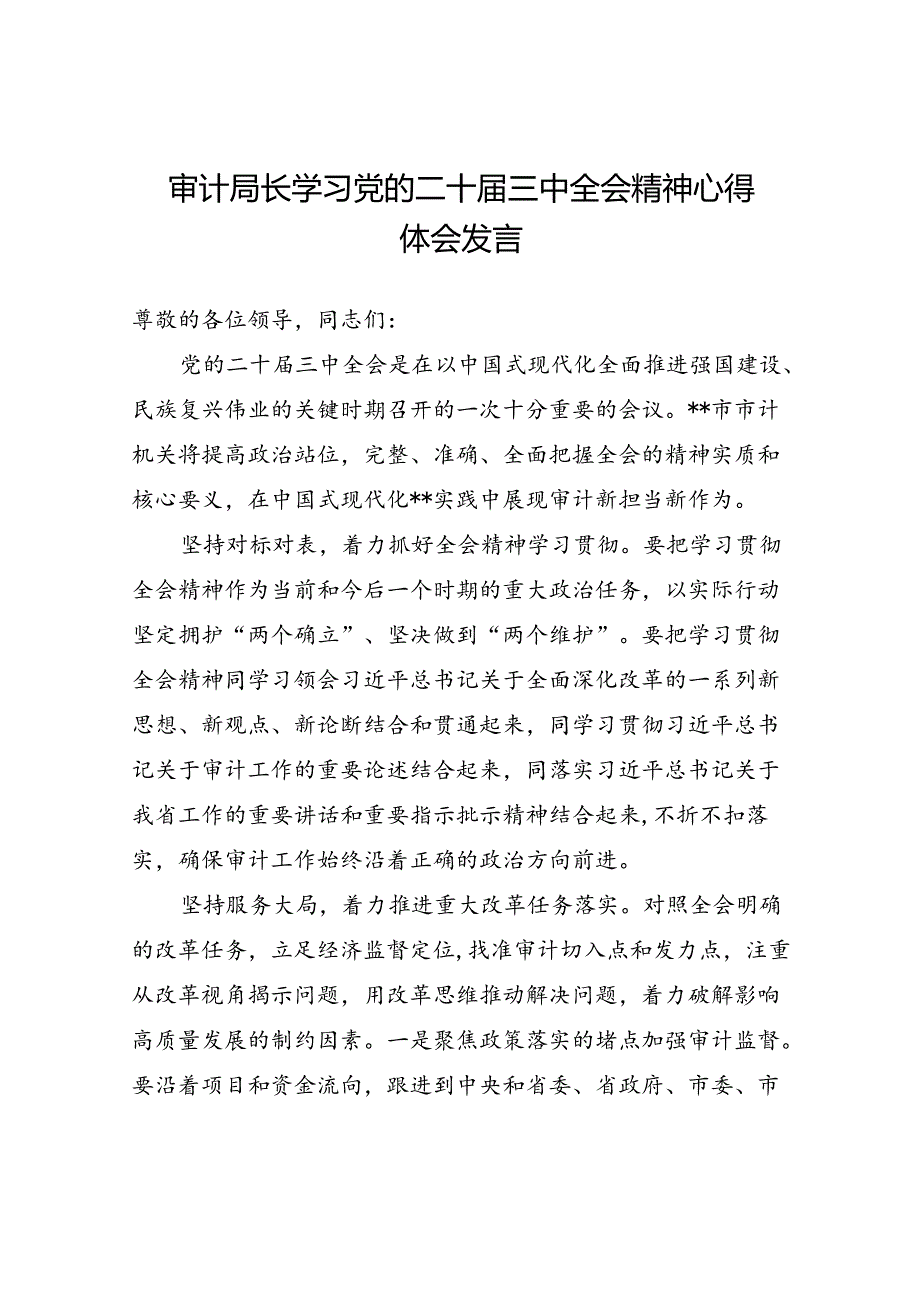 审计局长学习党的二十三中全会精神研讨班心得体会交流发言3篇.docx_第2页