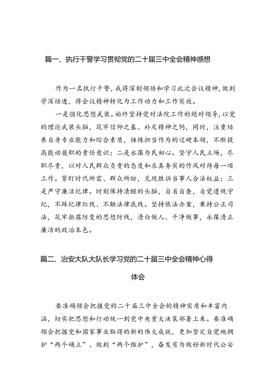 （10篇）执行干警学习贯彻党的二十三中全会精神感想（详细版）.docx_第3页