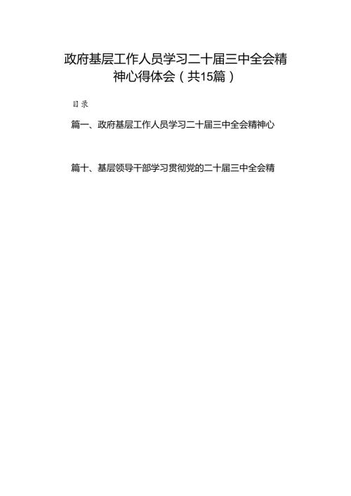 （15篇）政府基层工作人员学习二十三中全会精神心得体会范文.docx