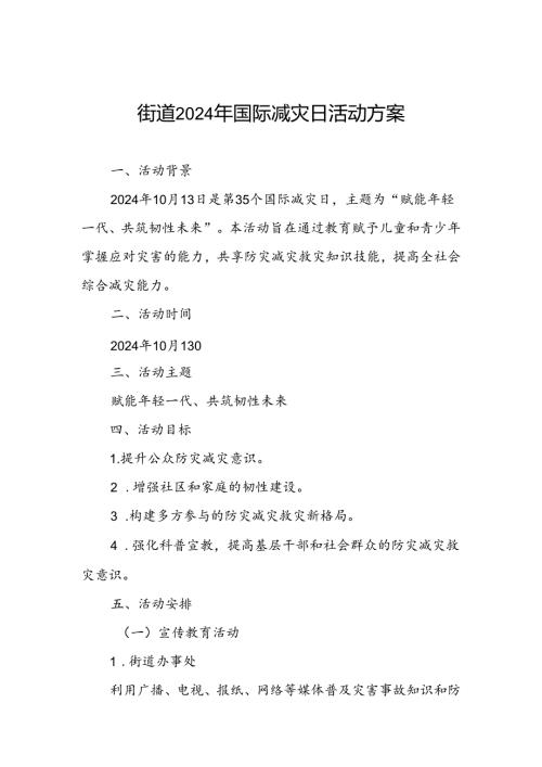 2024年国际减灾日活动方案街道版.docx
