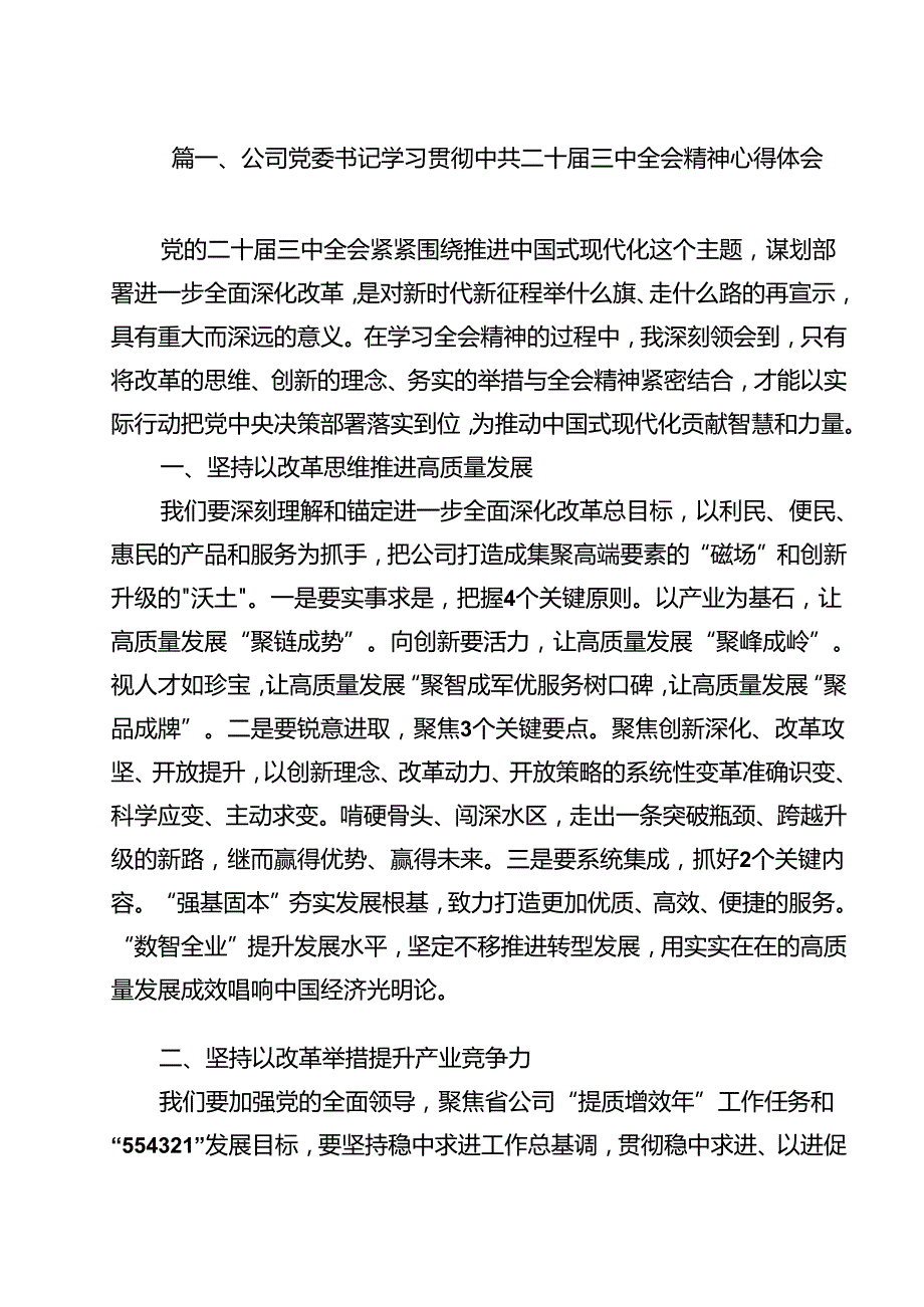 （13篇）公司党委书记学习贯彻中共二十三中全会精神心得体会范文.docx_第2页