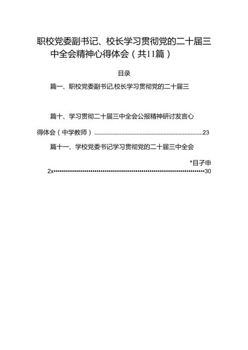 （11篇）职校党委副书记、校长学习贯彻党的二十三中全会精神心得体会（最新版）.docx