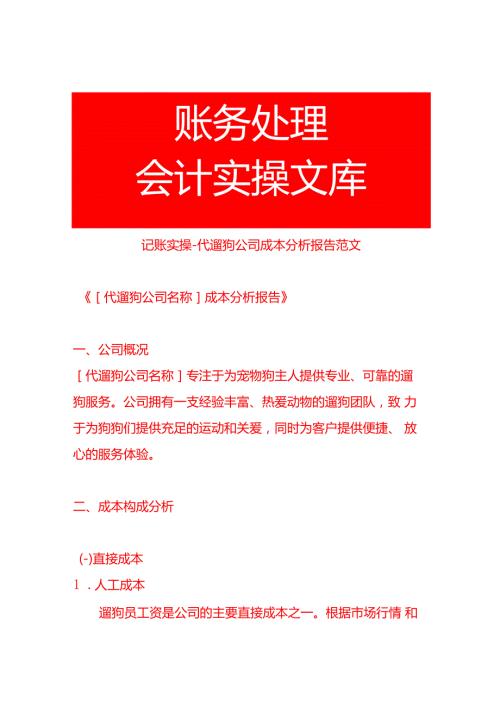 记账实操代遛狗公司成本分析报告范文.docx