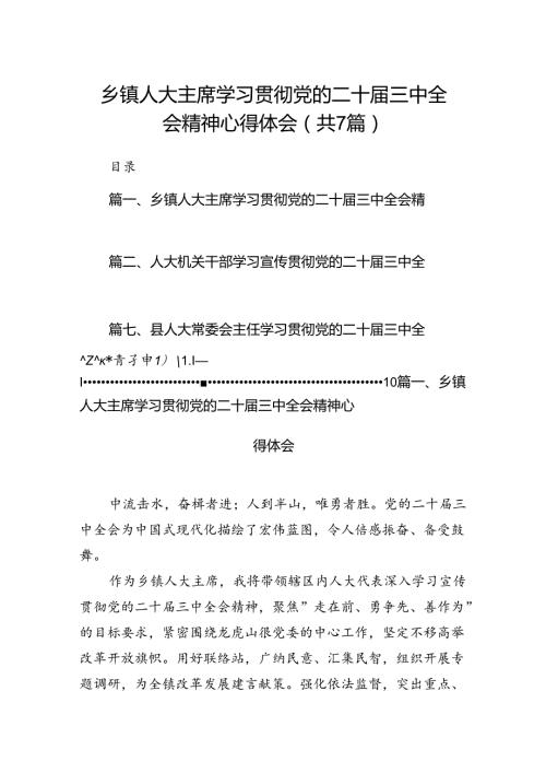 乡镇人大主席学习贯彻党的二十三中全会精神心得体会7篇（详细版）.docx