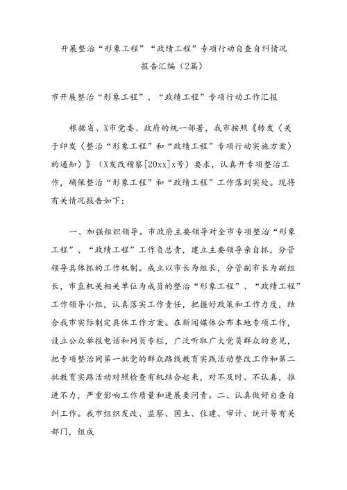 (2篇)开展整治“形象工程”“政绩工程”专项行动自查自纠情况报告汇编.docx