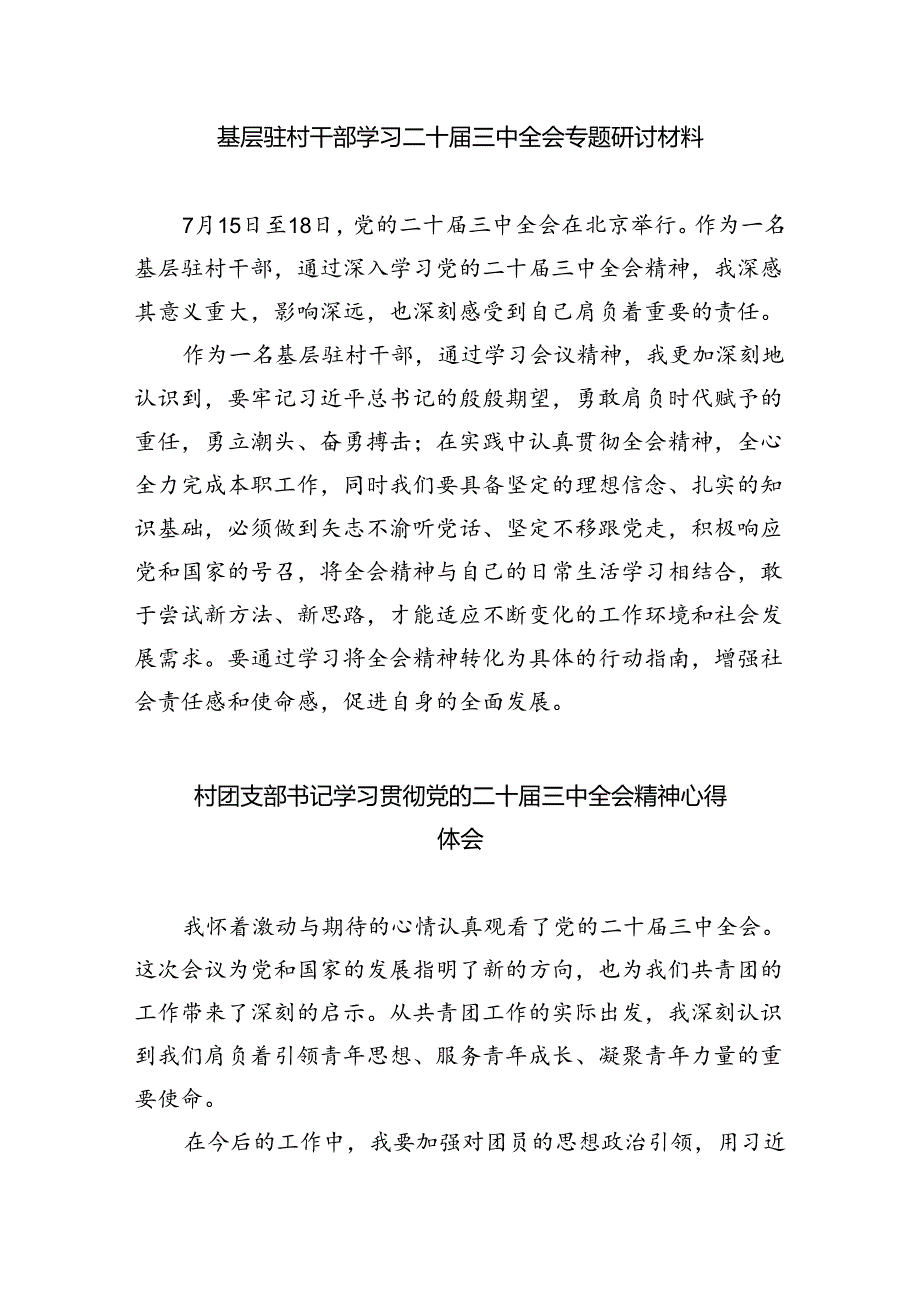 （9篇）农村党支部书记学习二十三中全会精神研讨发言（详细版）.docx_第3页