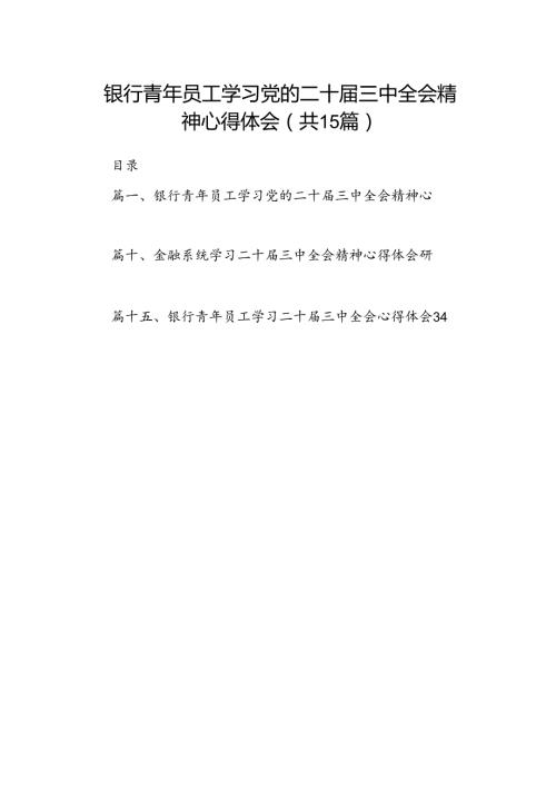 （15篇）银行青年员工学习党的二十三中全会精神心得体会范文.docx