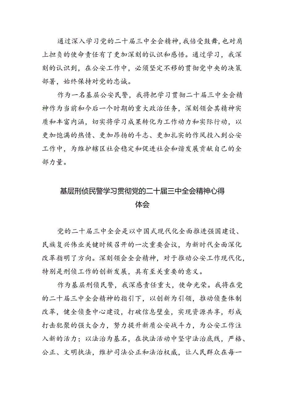 （9篇）青年民警学习党的二十三中全会精神心得体会研讨发言范文.docx_第3页