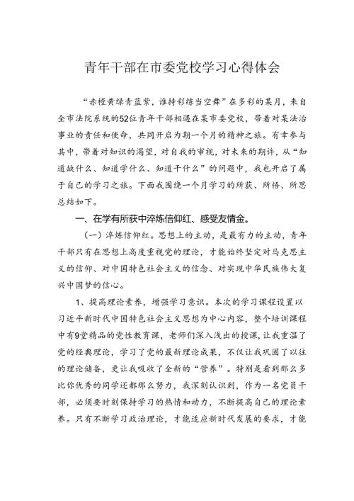 青年干部在市委党校学习心得体会(1).docx