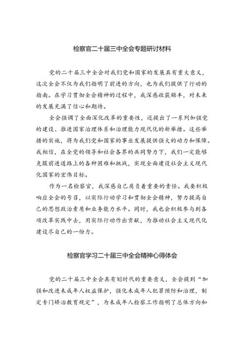 （9篇）检察官二十三中全会专题研讨材料范文.docx