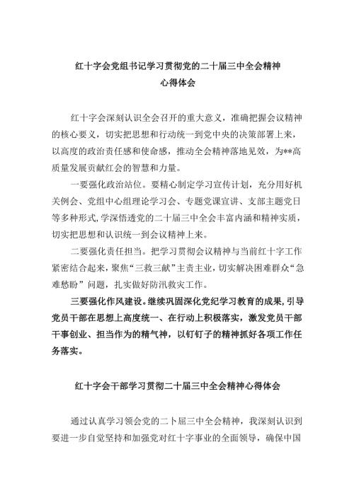 （8篇）红十字会党组书记学习贯彻党的二十三中全会精神心得体会集合.docx