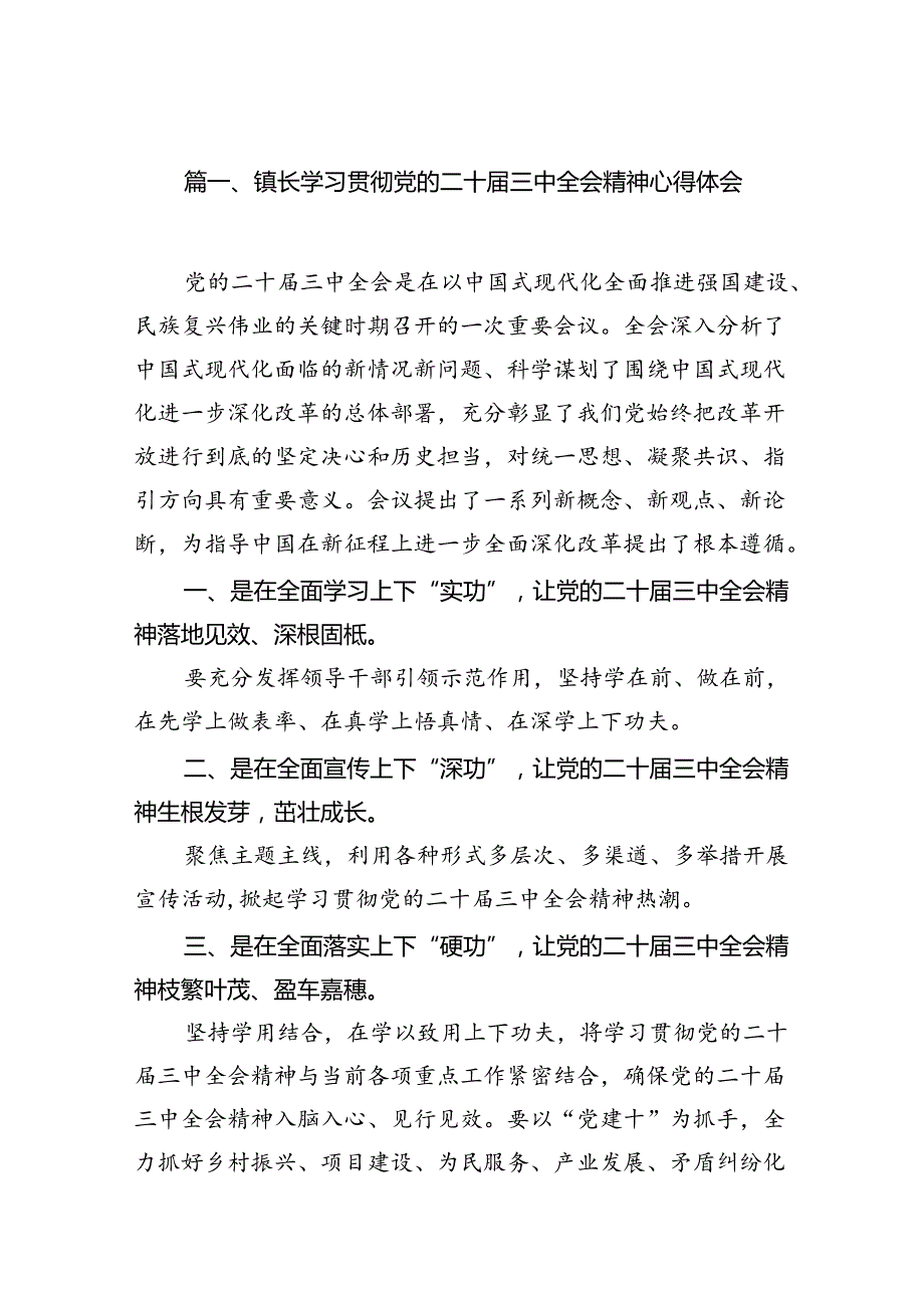 （11篇）镇长学习贯彻党的二十三中全会精神心得体会（精编版）.docx_第2页
