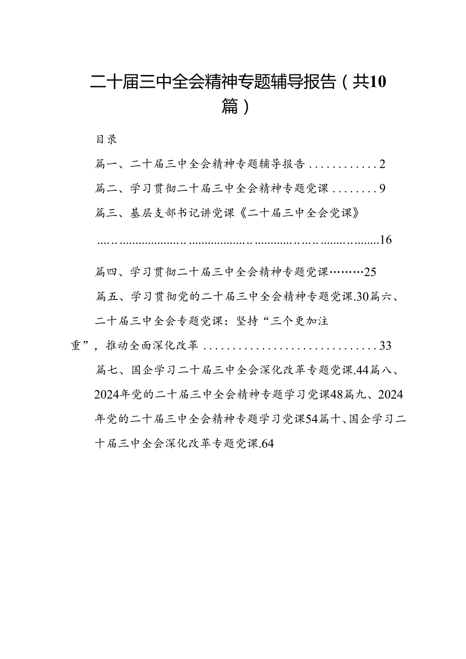（10篇）二十三中全会精神专题辅导报告参考范文.docx_第1页