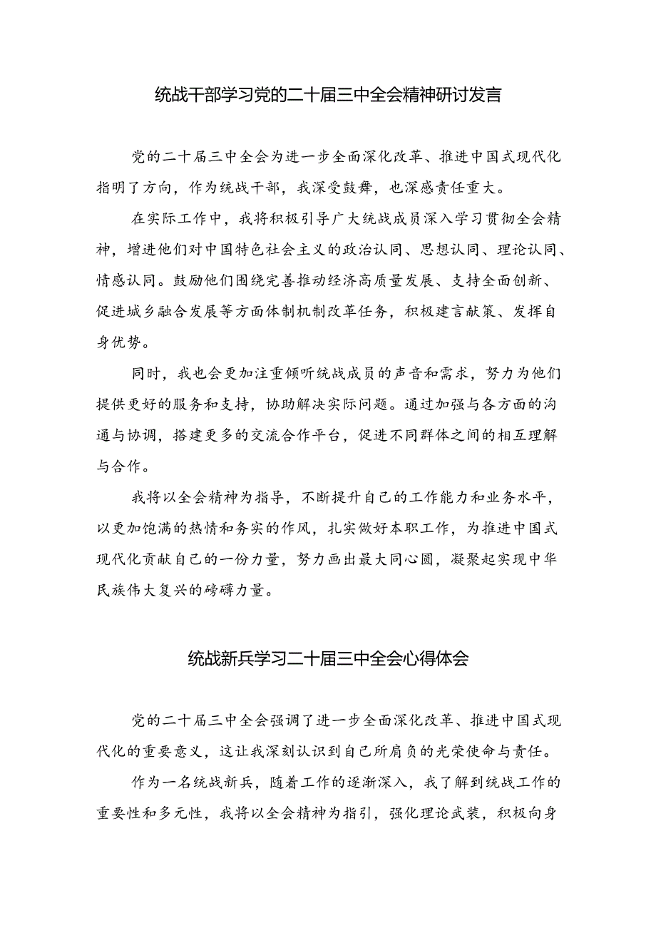 统战干部学习党的二十三中全会精神心得体会8篇（精选）.docx_第3页