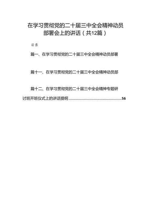 (12篇)在学习贯彻党的二十三中全会精神动员部署会上的讲话（精选）.docx