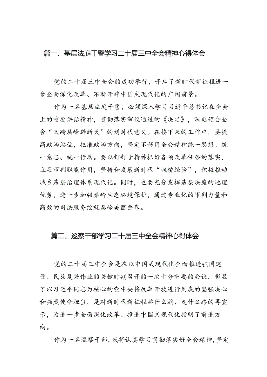 （15篇）基层法庭干警学习二十三中全会精神心得体会范文.docx_第2页