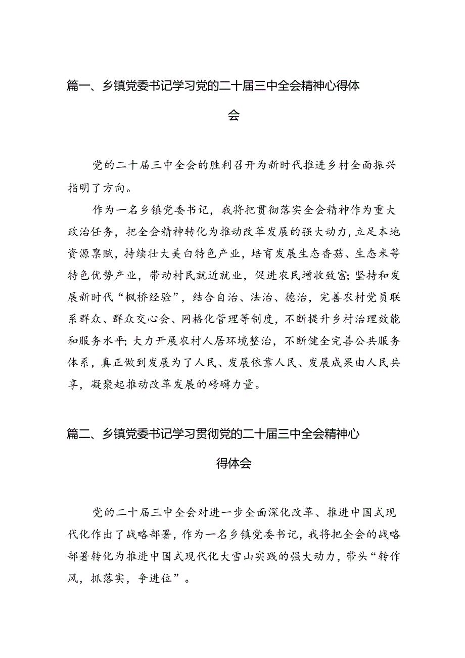 乡镇党委书记学习党的二十三中全会精神心得体会12篇（精选）.docx_第2页