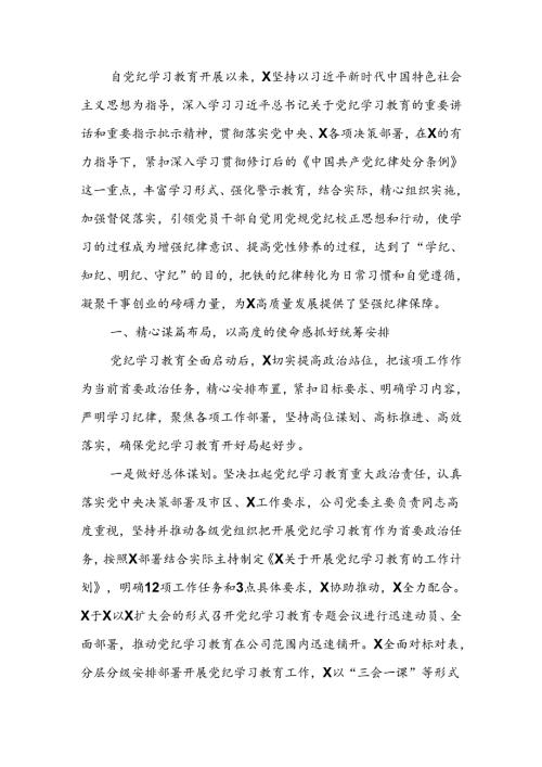 2024年关于开展党纪学习教育的工作总结.docx