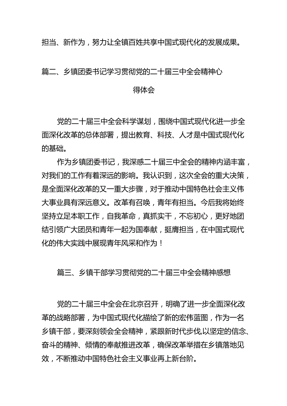 （10篇）镇党委书记学习贯彻党的二十三中全会精神心得体会（最新版）.docx_第3页