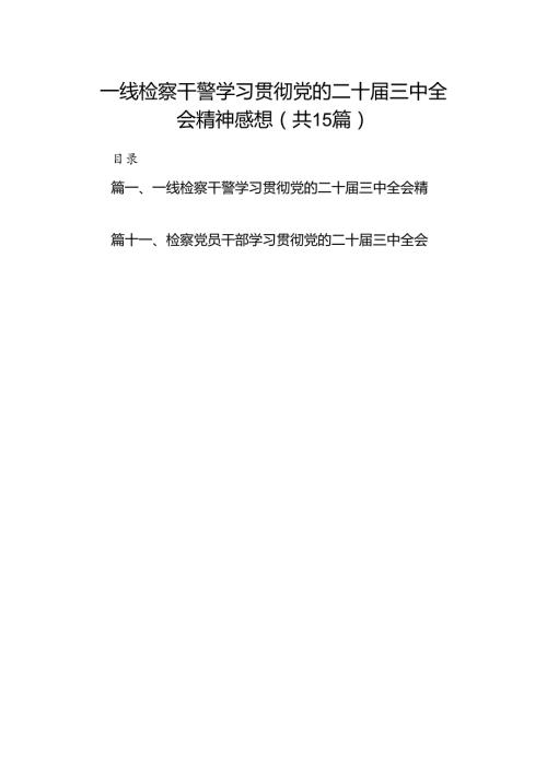 （15篇）一线检察干警学习贯彻党的二十三中全会精神感想（精选）.docx