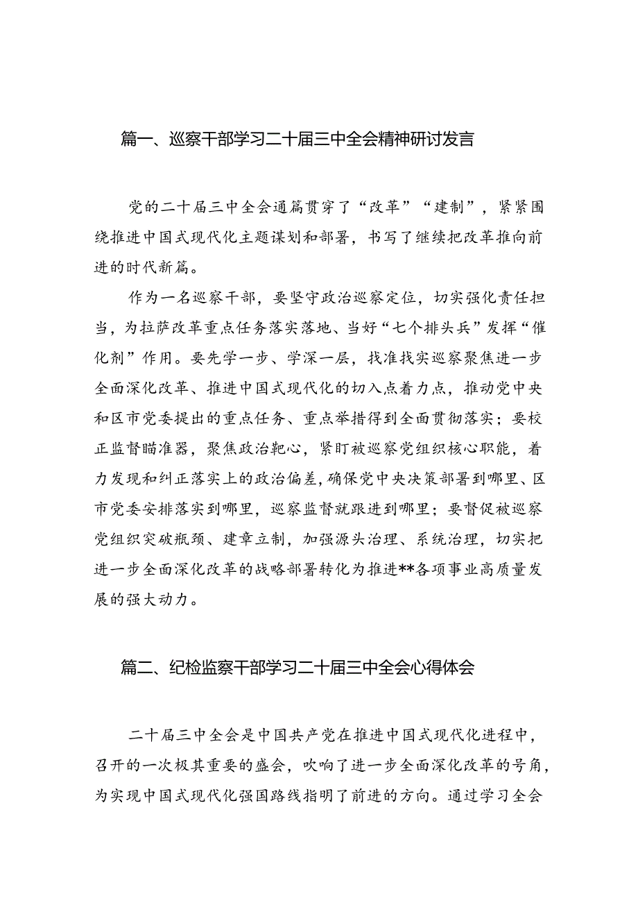 （11篇）巡察干部学习二十三中全会精神研讨发言（精选）.docx_第2页