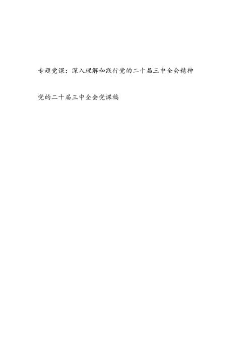 深入理解和践行党的二十三中全会精神专题党课讲稿.docx
