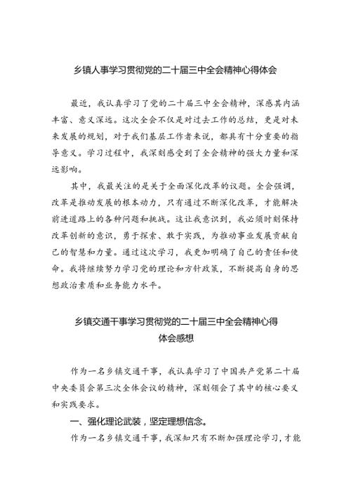 （9篇）乡镇人事学习贯彻党的二十三中全会精神心得体会集合.docx