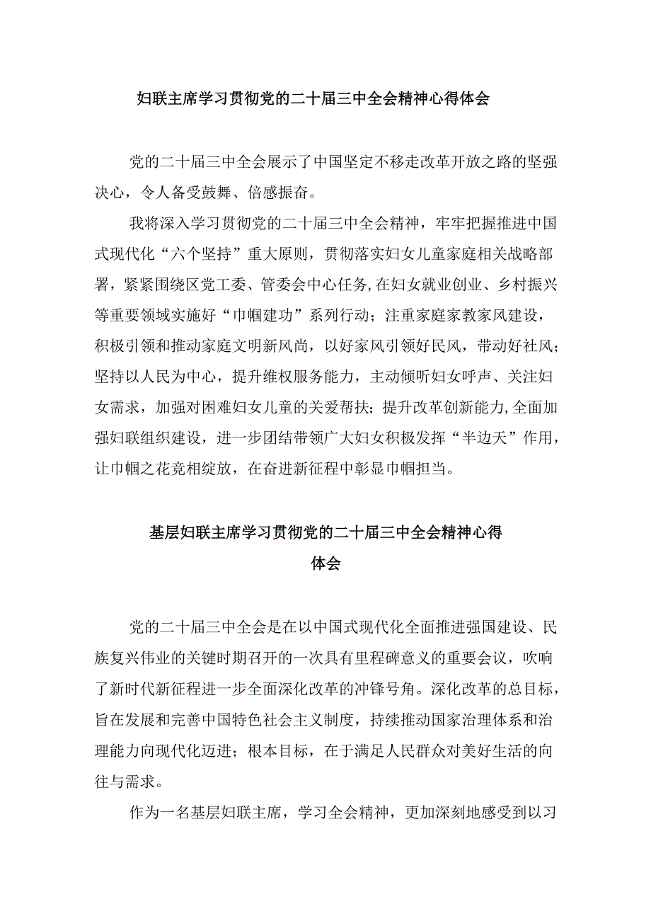 基层妇联主席学习贯彻党的二十三中全会精神心得体会8篇（精选）.docx_第3页