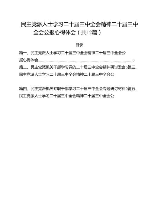民主党派人士学习二十三中全会精神二十三中全会公报心得体会 （汇编12份）.docx