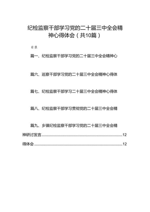 （10篇）纪检监察干部学习党的二十三中全会精神心得体会（精选）.docx