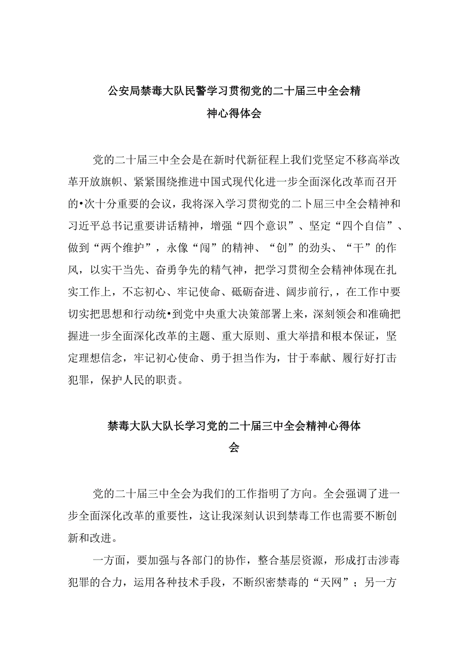 （11篇）公安局禁毒大队民警学习贯彻党的二十三中全会精神心得体会范文.docx_第1页