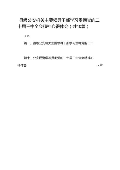 （10篇）县级公安机关主要领导干部学习贯彻党的二十三中全会精神心得体会范文.docx