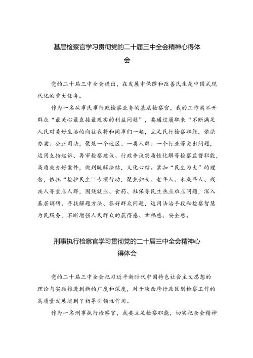 （9篇）基层检察官学习贯彻党的二十三中全会精神心得体会范文.docx