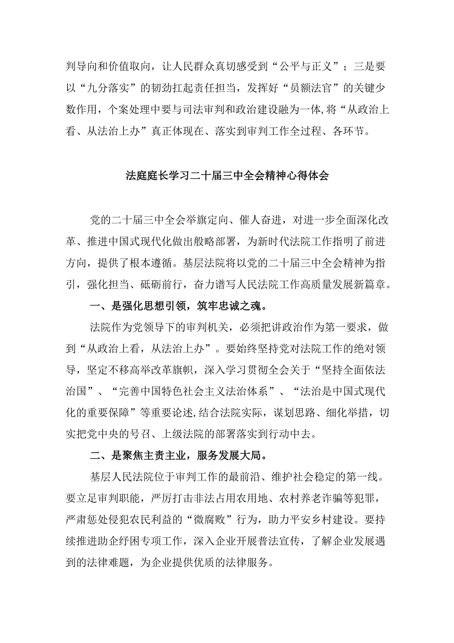 （11篇）庭长学习党的二十三中全会心得体会范文.docx_第2页
