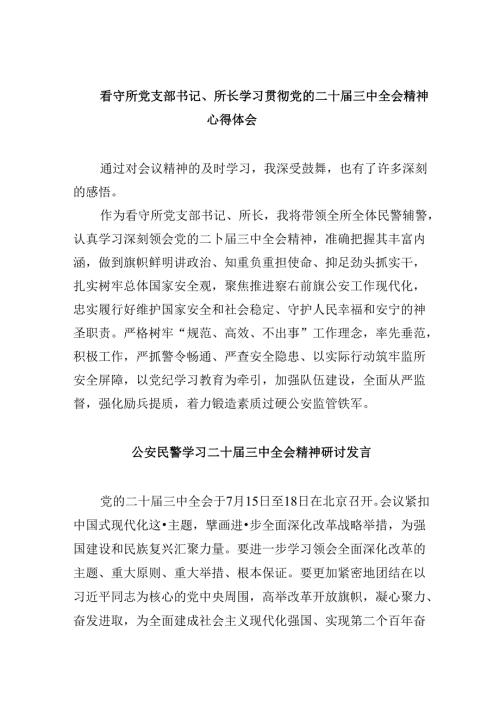 （11篇）看守所党支部书记、所长学习贯彻党的二十三中全会精神心得体会（详细版）.docx
