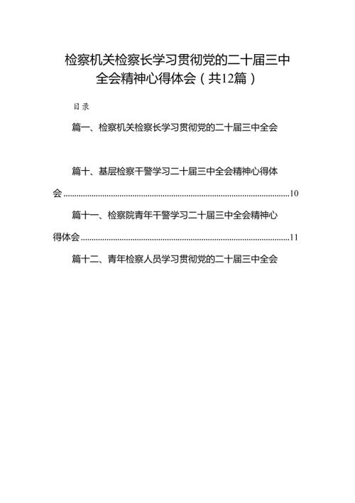 检察机关检察长学习贯彻党的二十三中全会精神心得体会（共12篇）.docx