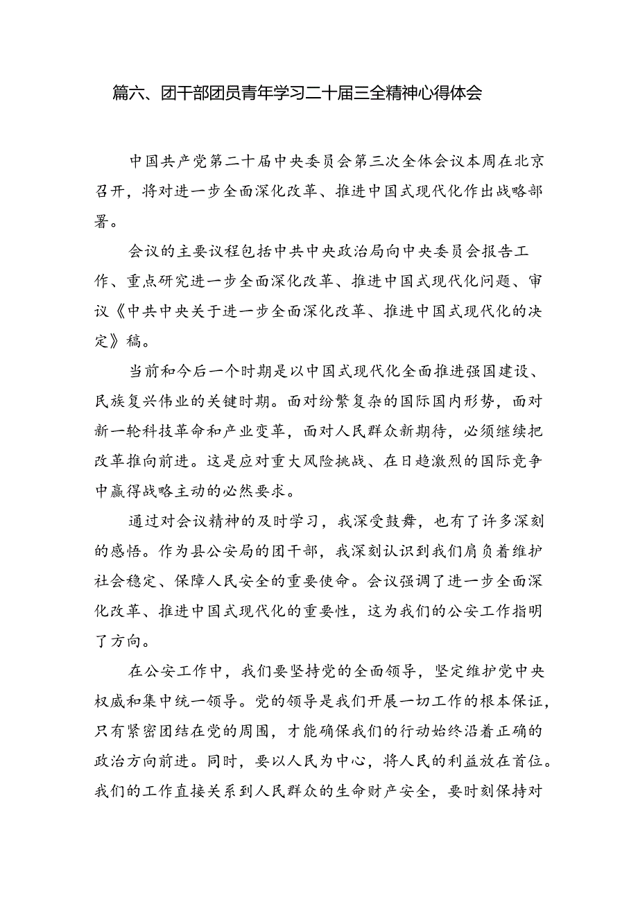 基层团干部学习贯彻党的二十三中全会精神心得体会(12篇集合).docx_第2页