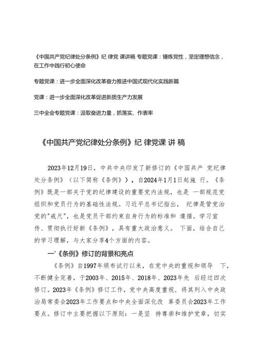 2024年党支部书记纪律党课讲稿辅导报告.docx