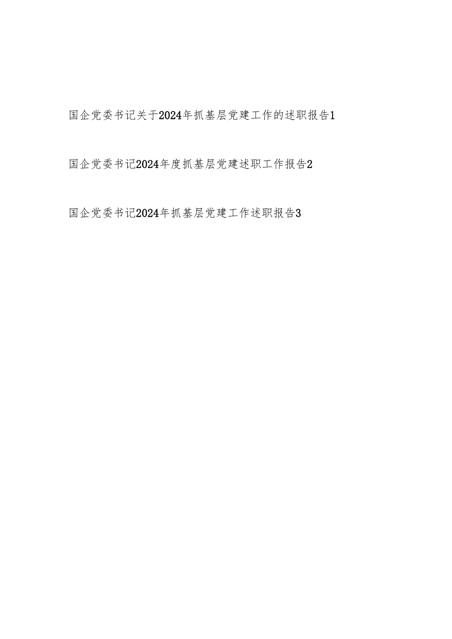 国企公司党委书记2024抓基层党建工作述职工作报告3篇.docx