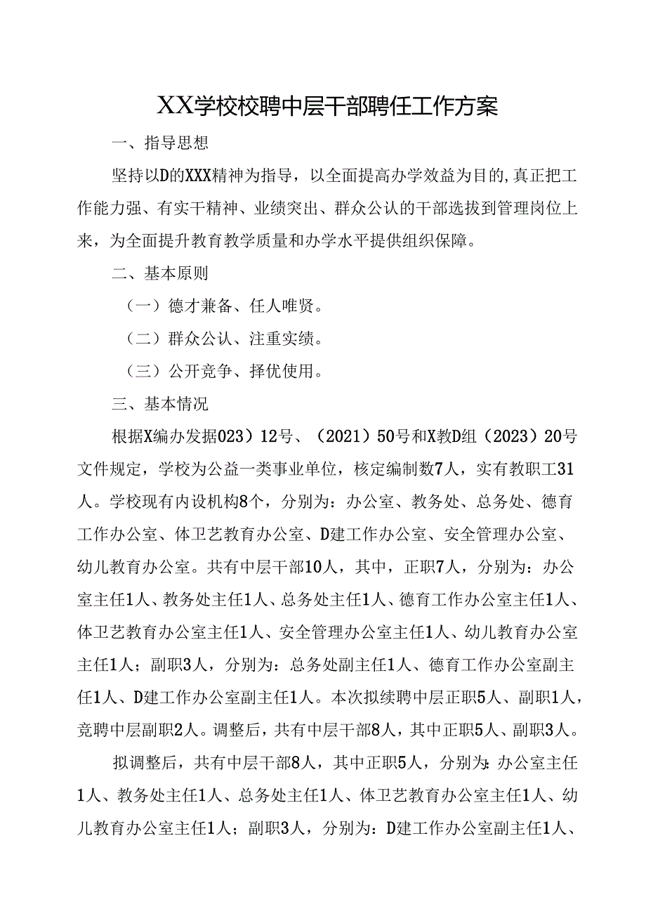 XX学校校聘中层干部聘任工作方案.docx_第1页