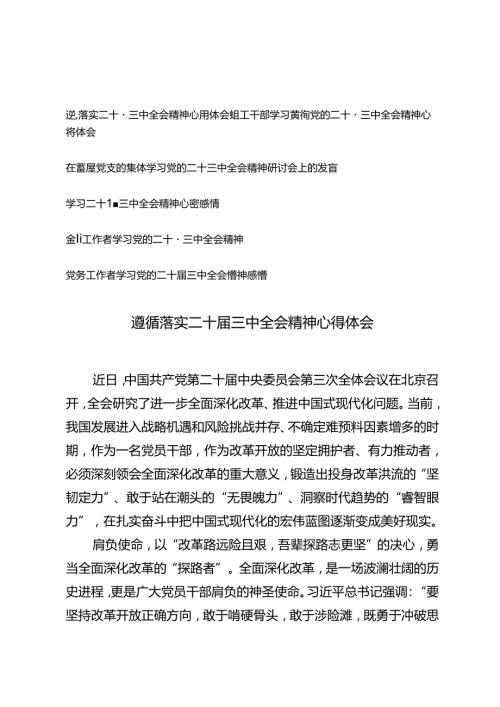 6篇 党员干部遵循落实二十三中全会精神心得体会.docx