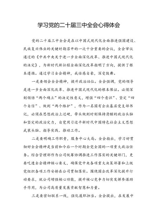 2024年学习学习党的二十三中全会个人心得体会 汇编14份.docx