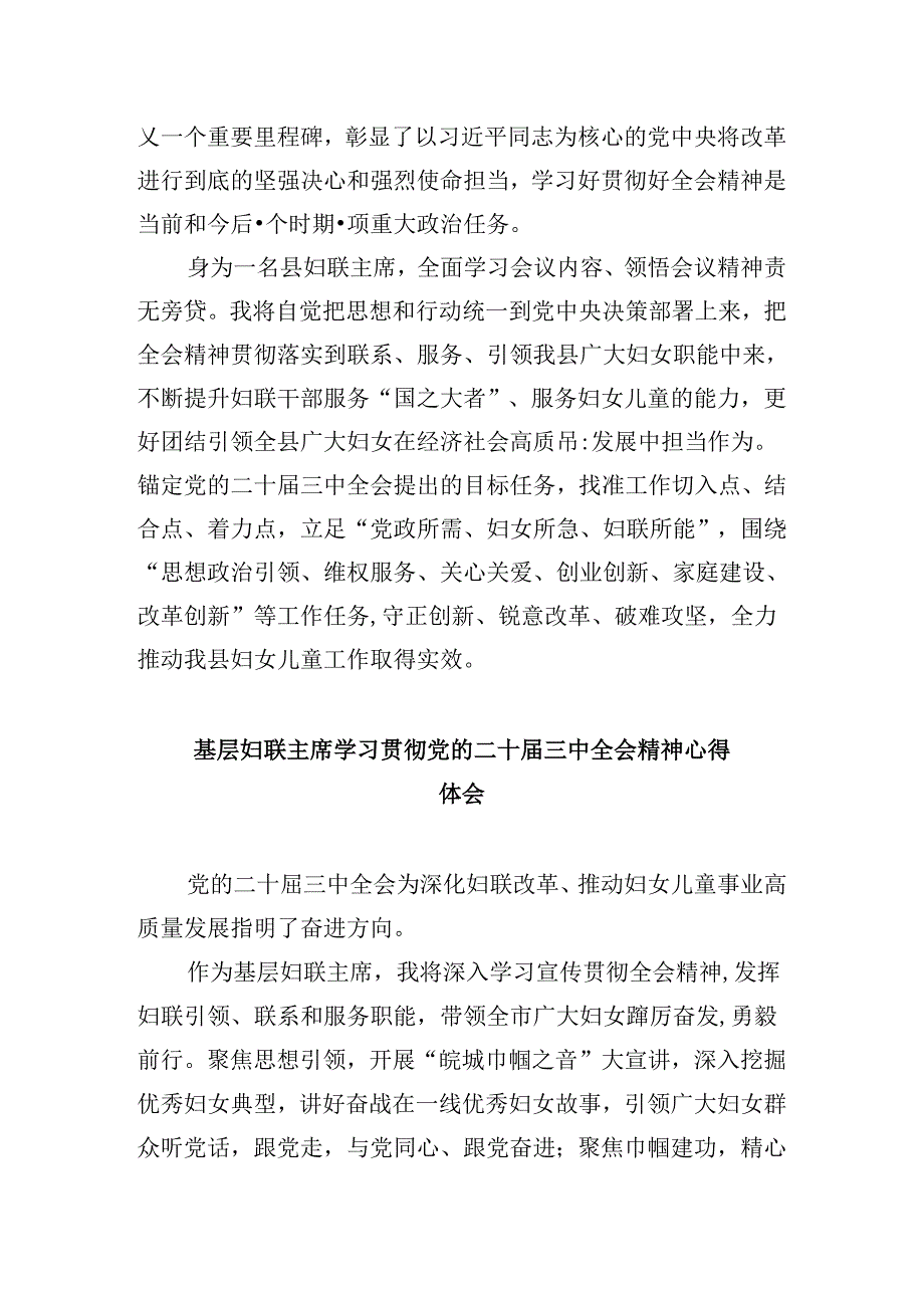 妇联党组书记、主席学习贯彻党的二十三中全会精神心得体会8篇（精选）.docx_第3页